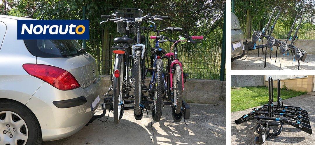Porte-vélos d'attelage plate-forme pour 4 vélos Norauto DECK 100-4
