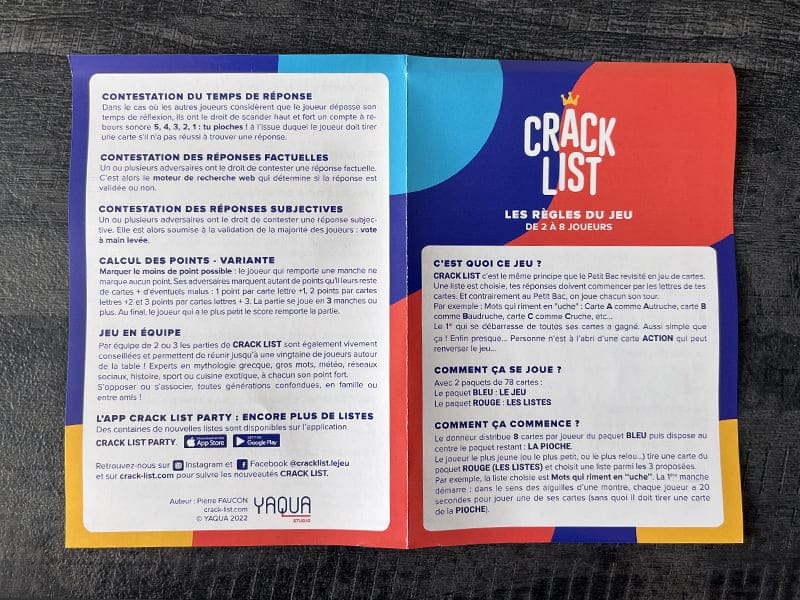 CRACK LIST règle du jeu en français par expliquemoica 